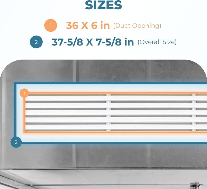Aluminum 36 x 6 Inch Cold Air Return Vent Cover, Rustproof AC Transfer Grille - Image 3