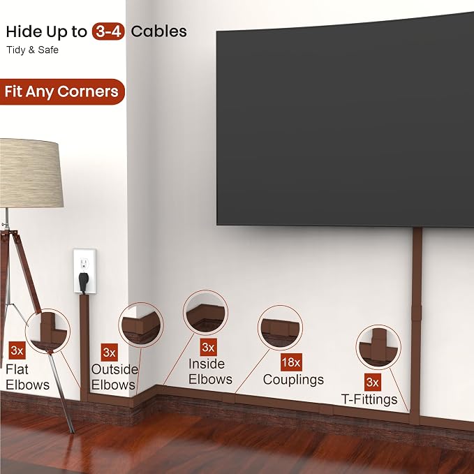 Brown Cable Cover Cord Concealer - 315in Wire Raceway - Image 2