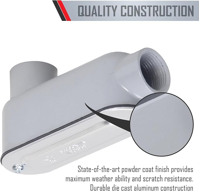 TayMac RLB300 Threaded LB Conduit Body, Die Cast Aluminum, Stamped Steel Cover - Image 5