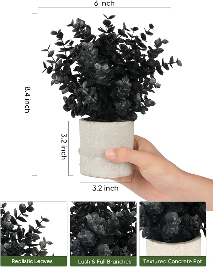 Velener 2 PCS Small Fake Eucalyptus Plant Artificial Potted Plants Indoor - Image 2