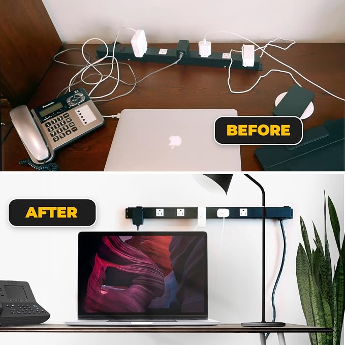 Heavy Duty Metal Power Strip Surge Protector Mounting Brackets, Compatible - Image 2