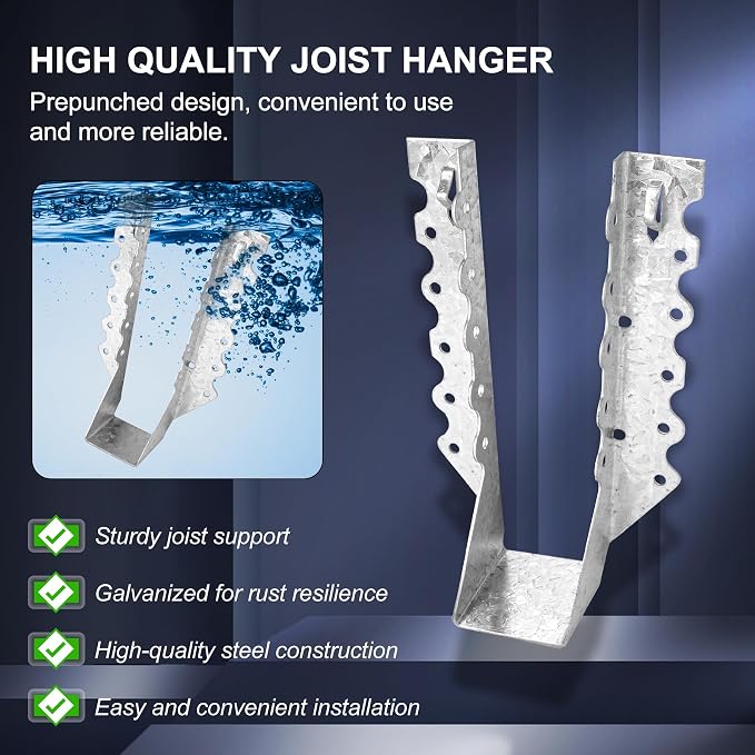 Joist Hangers 2x8 for Wood 18 Gauge Galvanized Face Mount Joist Hanger Bracket - Image 2