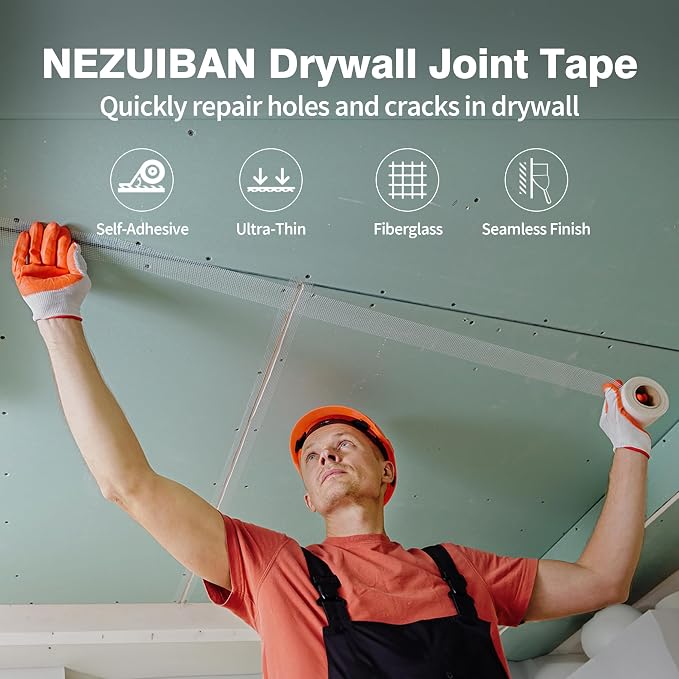 NEZUIBAN Drywall Joint Tape 1.97 in x 150 Ft, 13 Mesh Heavy-Duty Fiberglass - Image 2