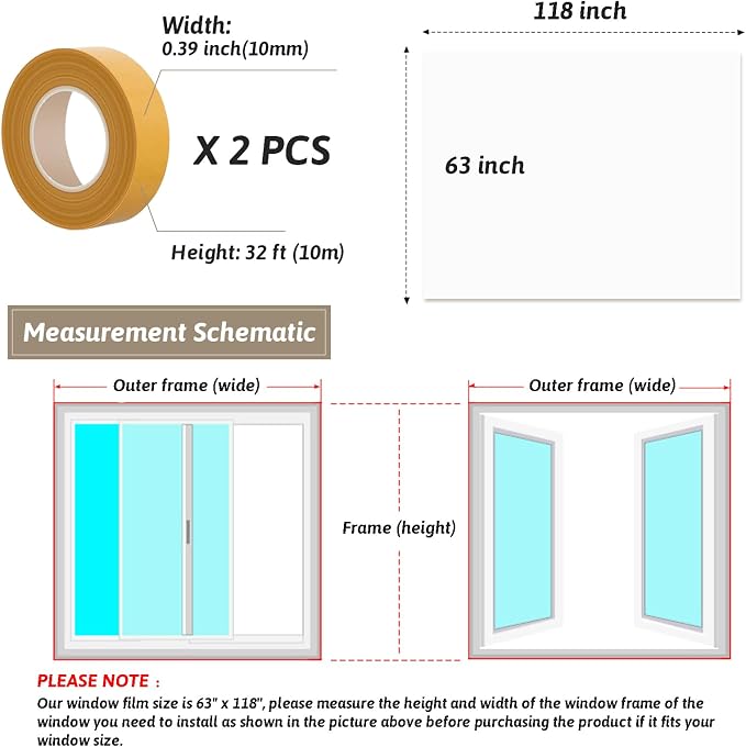 63'' x 118'' Window Insulation Kit, POF Window Sealer, - Image 2