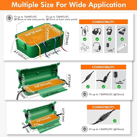 RESTMO Outdoor Extension Cord Cover, IP44 Waterproof Electrical Box | - Image 6