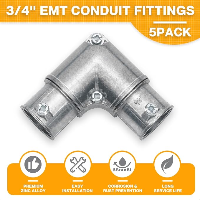 3/4 Inch EMT to EMT 90 Degree Inside Corner Pulling Elbows, EMT Conduit - Image 3