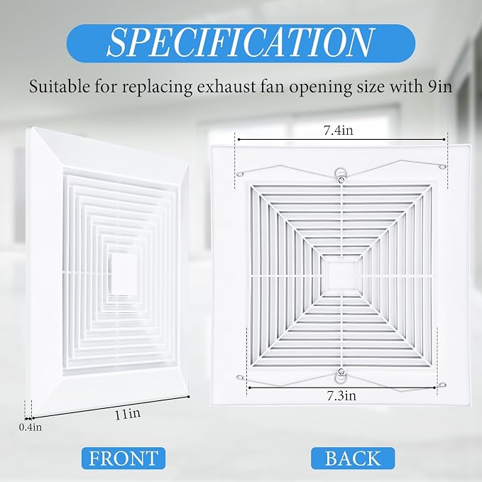 Baquler 1 Pcs 11 x 11'' Exhaust Bathroom Fan Cover - Image 2