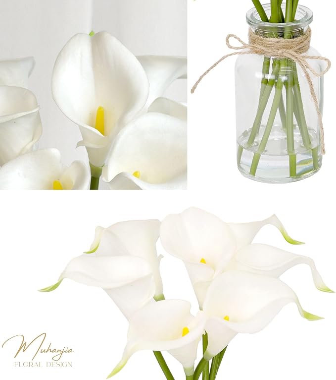 Muhanjia Artificial Flowers Calla Lily in Glass Vase - Image 6