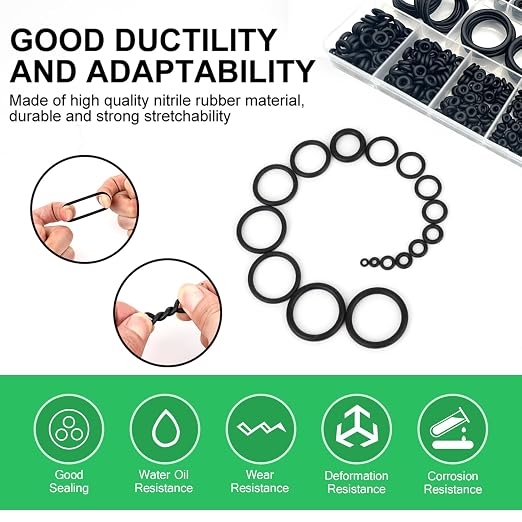 O Ring Assortment Kit 1100PCS, Nitrile Rubber, 18 Sizes, Versatile Sealing - Image 2