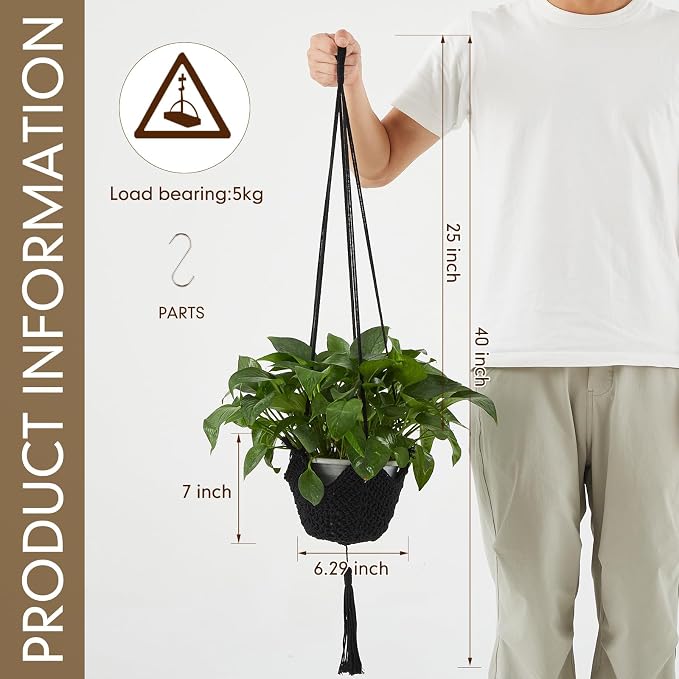 Shappy 3 Pack Boho Macrame Plant Hanger - Image 2