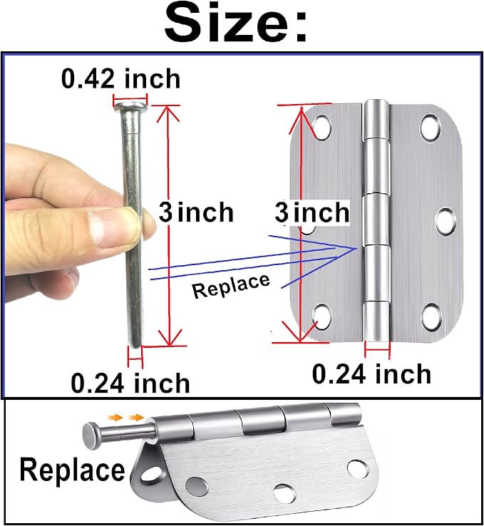 6pcs Bronze Door Pins for 3 Inch Interior Door Hinges - Image 3