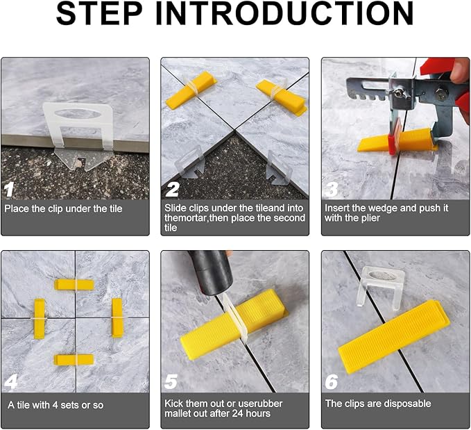 Tile Leveling System Clips 1/16" Tile Leveler Clips 1/16 tile spacer 1.5mm tile - Image 4