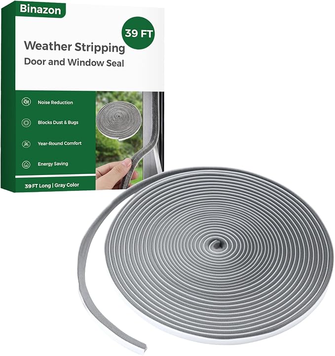 39FT Weather Stripping Door and Window Seal, Self-Adhesive Soundproofing Seal by Binazon