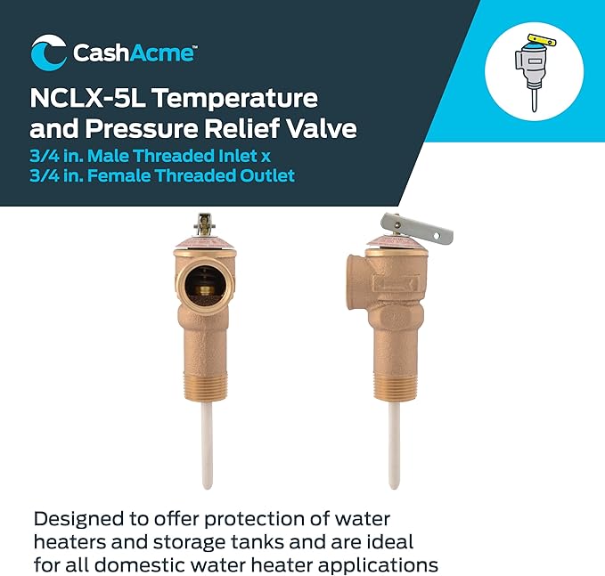 Cash Acme 3/4 Inch NCLX-5L Temperature and Pressure Relief Valve, Push to - Image 2