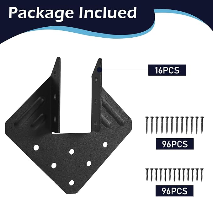 16Pcs Hurricane Tie for Rafter, Heavy Duty 2mm Thick Hurricane Strap | Black - Image 5