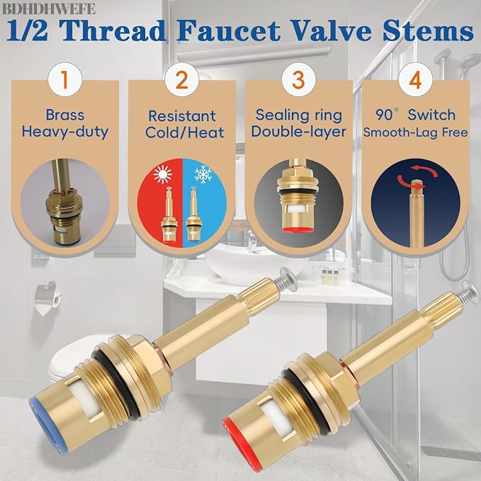 2 Pack 20 Teeth Spline Brass Faucet Cartridges Hot and Cold, 84x12mm（3 - Image 4