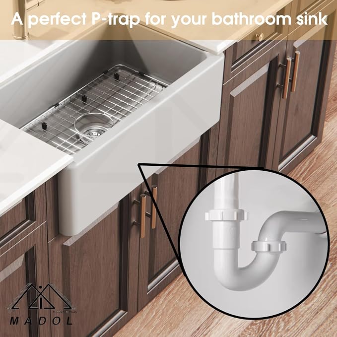 1 1/4" P Trap Kitchen Sink Bathroom, Fits 1 1/4" White Plastic Tubular - Image 4