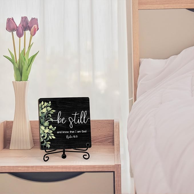 Inspirational Christian Desk Decor, Be Still And Know That I Am God Sign - Image 4