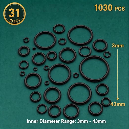 1030PCS Nitrile Rubber O-Ring Assortment Kit in 31 Sizes | Durable, Flexible - Image 4