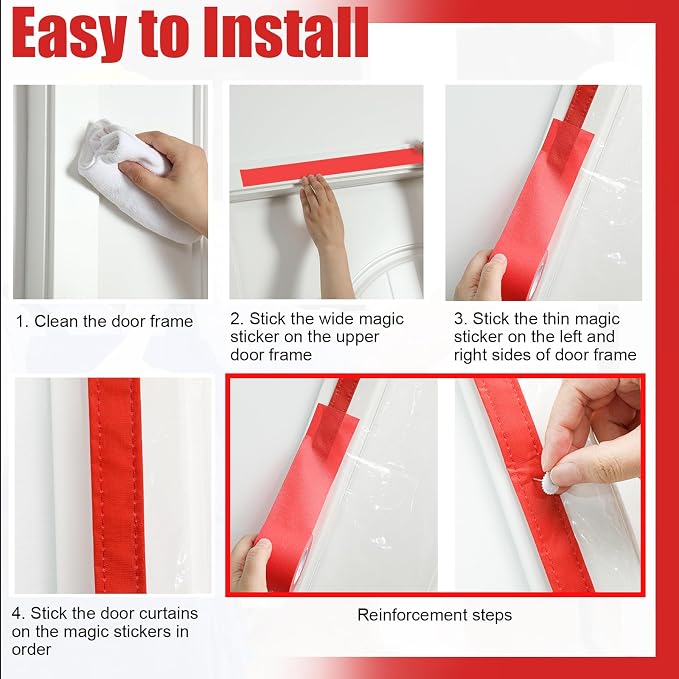 Preboun 1 Set Magnetic Dust Barrier Zipper Door Kit 4' x 7.5' Construction - Image 7