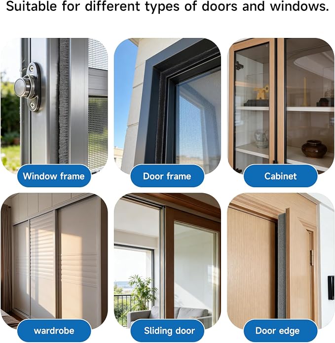 16.5FT Weather Stripping Self-Adhesive Pile Window Seal, Dense Brush - Image 5
