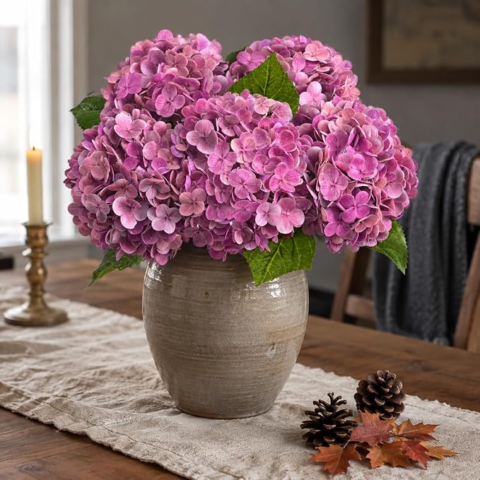 Rose Pink Hydrangea Artificial Flowers, Fake Hydrangeas, Hydrangea Decor by Waipfaru