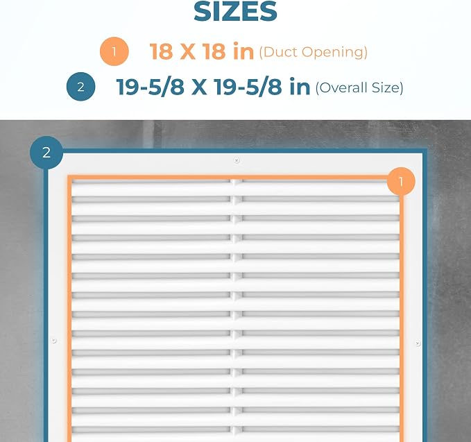 Aluminum 18 x 18 Inch Vent Cover Return Air Grille – Transfer Grille AC Vent - Image 3