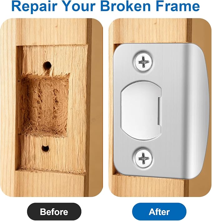4 Sets Door Striker Plates, Door Latch Plate Doors Frame Repair Kit Strike Plate - Image 5