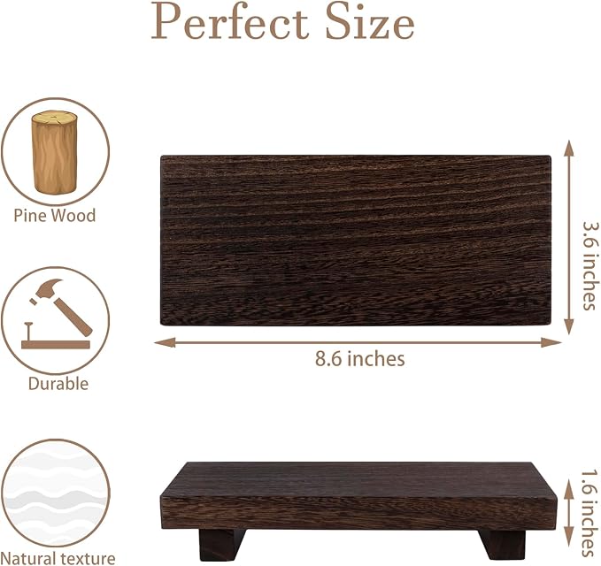 Wood Bathroom Tray Farmhouse Decor Kitchen Soap Holder 8.7"x3.6" Dark Brown | - Image 5