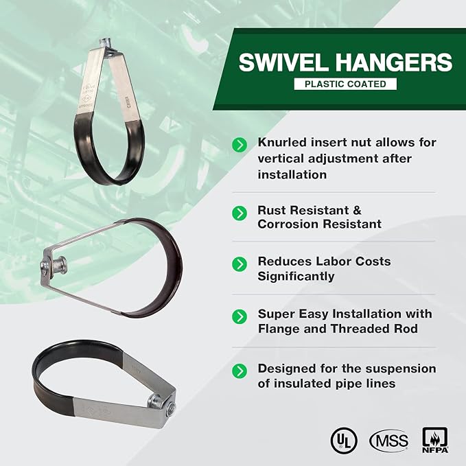 Highcraft ITS-Q06 Swivel Loop Pipe Hanger, Plastic Coated Steel, 6 in. - Image 3