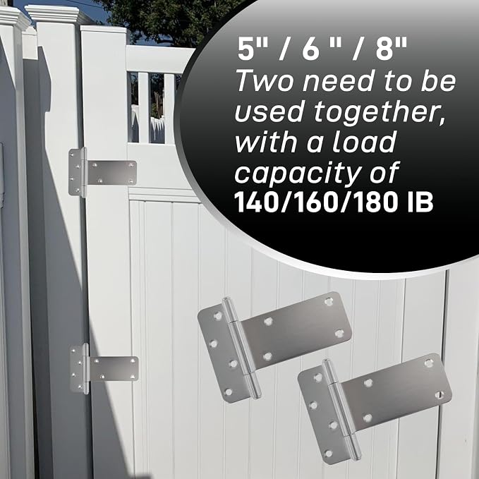 2 Pack 5” Heavy Duty Door Hinges, 260 Lbs Capacity Gate Hinges | T Gate Hinges - Image 2