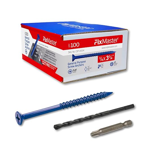 1/4 x 3-3/4" Countersunk Phillips Flat Head Blue Concrete Screw Anchors by Unknown