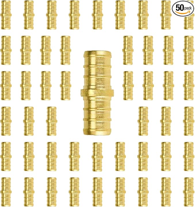 50-Pack 1/2 Inch PEX Coupling | Brass by SUNGATOR