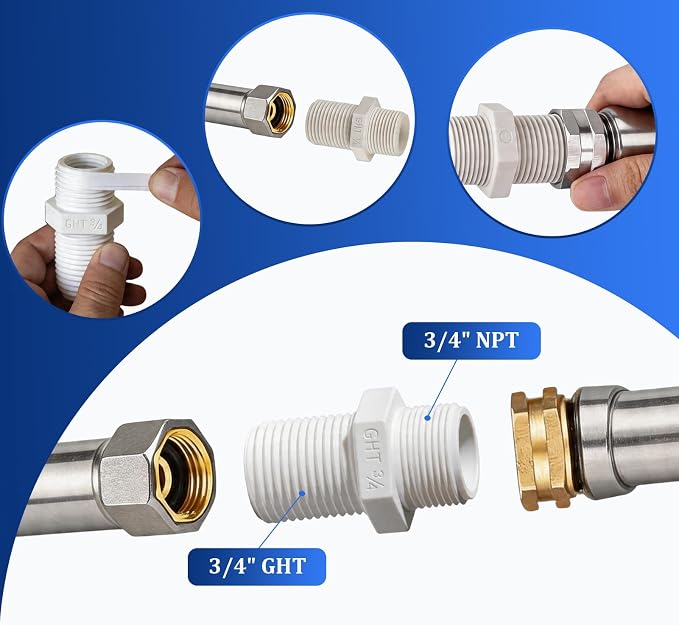 10 Pack 3/4 inch PVC Pipe Fitting Hex Nipple, Male 3/4" NPTx Male 3/4" GHT PVC - Image 4