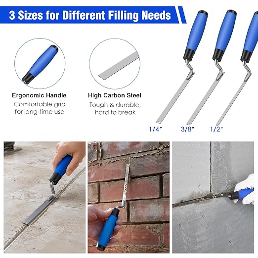 7-Size Brick Jointing Tools & 20 Pcs Masonry Mortar Grout Bags Kit | 4-Size - Image 3