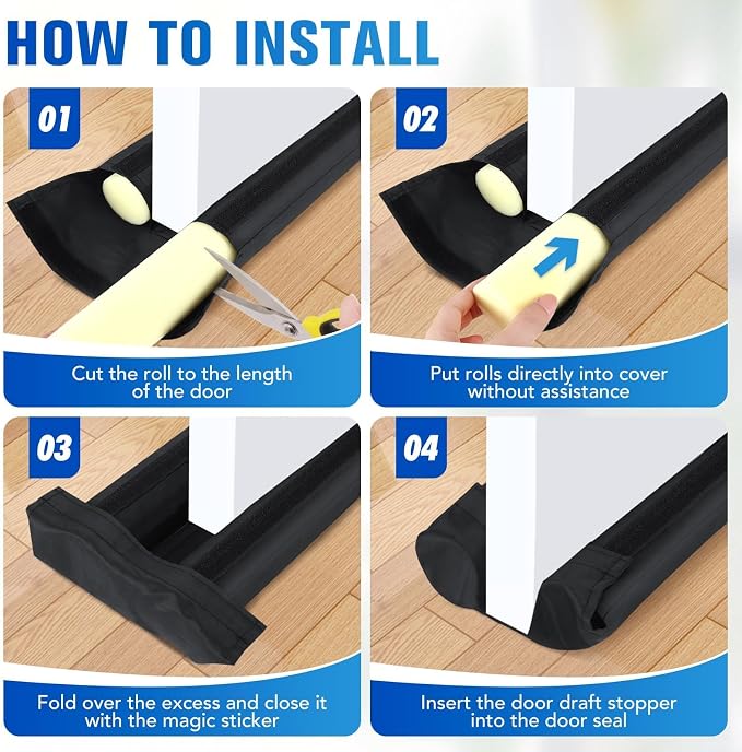 Under Door Draft Stopper, Covers Gap Up to 2.36", 30 Inch, Adjustable Sweep - Image 6