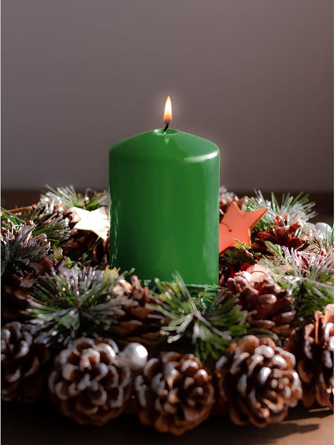 Green Pillar Candles Set of 3 - Image 4