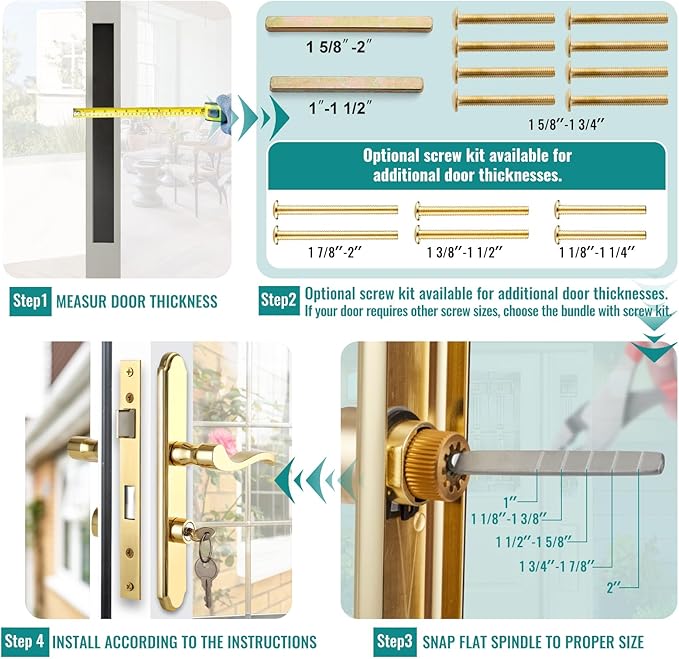 MaxxGeek Flat Slot Storm Door Handle Complete Set, Mortise Keyed Lever Mount - Image 5