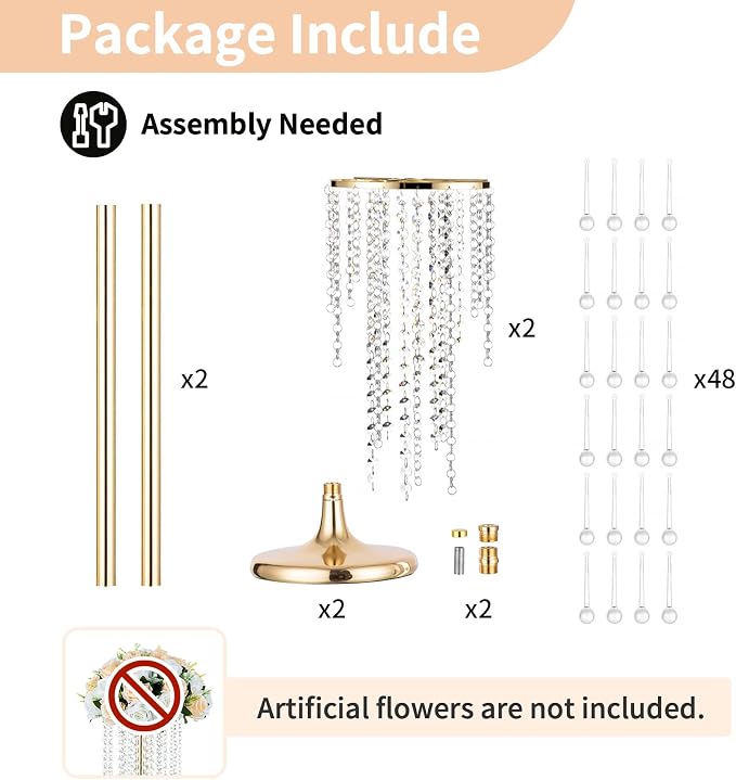NUPTIO Tall Gold Centerpiece for Table, for Flowers Arrangement, Anniversary - Image 4