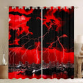 jejeloiu Red Thunder Lightning Window Drapes Cool Flashing Lightning Blackout by jejeloiu