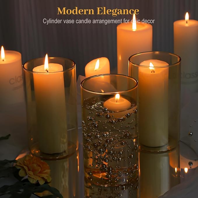 12pcs 6 Inch Gold Amber Glass Cylinder Vases - Image 6
