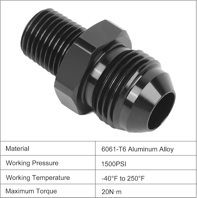 EVIL ENERGY 8AN Male Flare to 1/4" NPT Pipe Fitting Adapter Aluminum Straight - Image 3