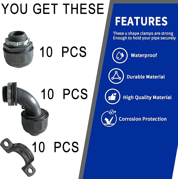 Yariwiz 1/2 Black Special Extra Flexible Plastic Liquid Tight Conduit Connector - Image 4
