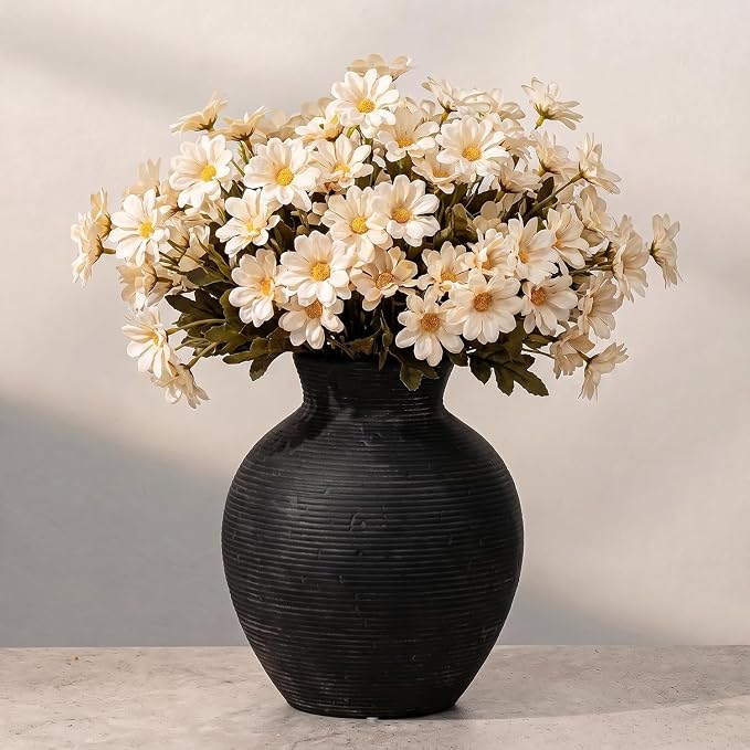 7.48 Inch Vintage Ceramic Flower Vase, Rustic Farmhouse Vase by BLLOOO