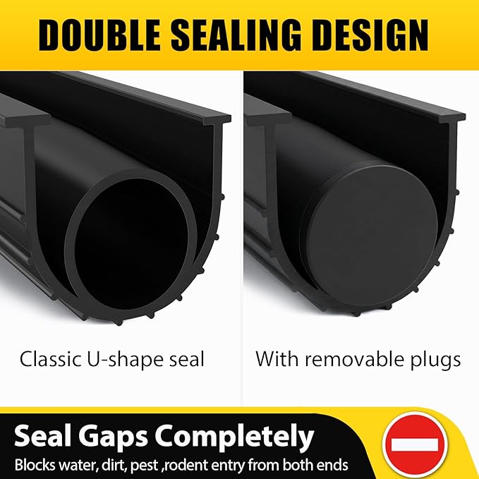 Jin&Bao Garage Door Bottom Rubber Seal 5/16" T-End 16FT & 2 End Plugs Black | - Image 3