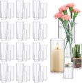 48 Pack Glass Cylinder Vases 4, 10 Inch Tall Clear Flower Vase Hurricane by Homjoy