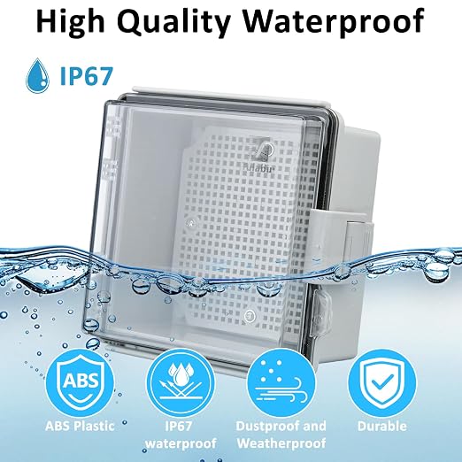 IP67 Waterproof Junction Box for Outdoor, 5.9"x5.9"x3.5" | Heavy Duty ABS - Image 3