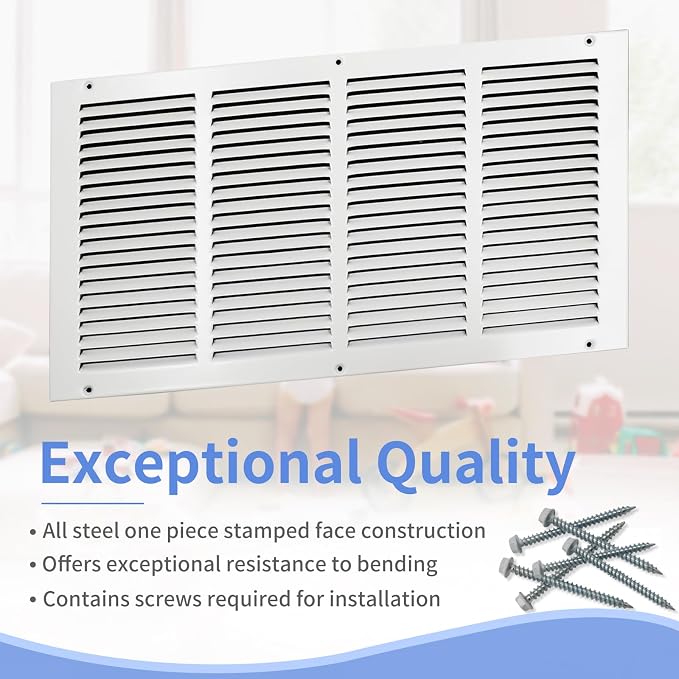 Howeall 20"W x 10"H Steel Return Air Grille, Air Return Vent Cover - Image 2