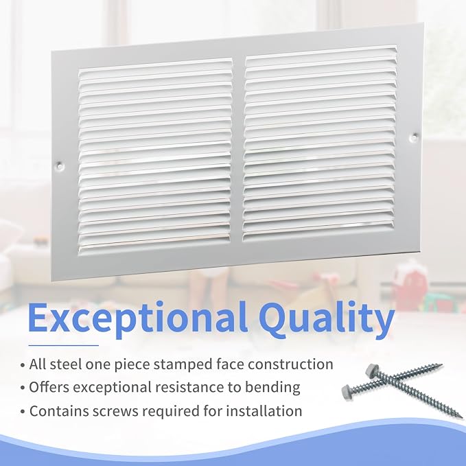 Howeall 14"W x 8"H Steel Return Air Grille, Air Return Vent Cover - Image 2