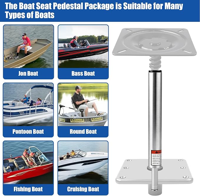 3/4" Boat Seat Pin Post, 16-Inch Height Marine Aluminum Alloy Pedestal Base Post - Image 5